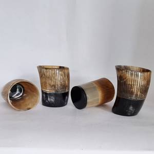 แก้วเหล้าทำมือจากเขาสัตว์ ทรงกลม แบบโบราณ ของตกแต่งบ้าน งานฝีมือจากธรรมชาติ สลักลายด้วยมือ - Product Image 3
