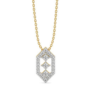 Collar colgante hexagonal de lujo con diamantes de corte princesa en cadena de oro amarillo chapado en oro de 18 quilates, unisex, para uso diario. - Product Image 2