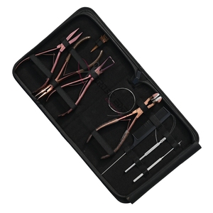 Hair Extension <b>tools</b> Kit Micro Bead Remover plier & Flat Crimping plier Loop <b>Tools</b> Pulling <b>Hook</b> Tape-In Plier Scissor Razor comb - Product Image 1