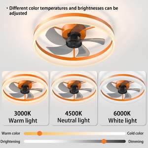 Modern <b>LED</b> <b>Ceiling</b> <b>Fans</b> with Lights Dimmable and Thin Embedded Installation Orange Color - Product Image 5