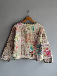 <b>Quilted</b> Floral Patchwork Jacket Women's Full Sleeve Cotton Spring Style Regular Length Printed Design <b>Single</b> Button Closure gift - Product Image 6