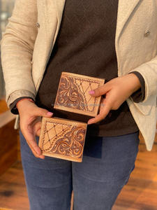 Cartera RFID de cuero de doble pliegue clásica, carteras pequeñas de alta calidad de grano superior personalizadas, cuero Real para hombres - Product Image 3