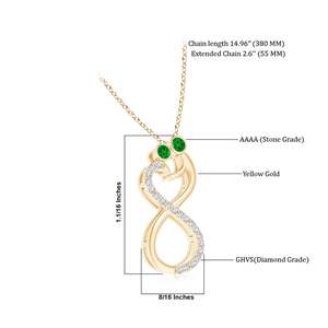 14k Pure <b>Gold</b> Mom & Me Natural Emerald & Diamond Studded Two Stone Infinity <b>Pendant</b> High Quality Designer Fine Jewelry Wholesale - Product Image 3