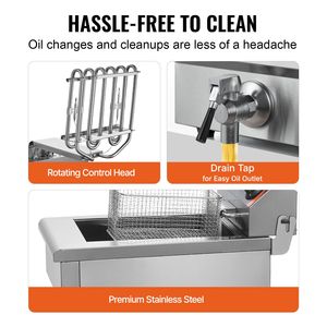 Friggitrice Elettrica Commerciale da Banco 1500W con Cestello in Acciaio Inox 11.6Qt/11L, Friggitrice a Gas Monofase con Timer - Product Image 5