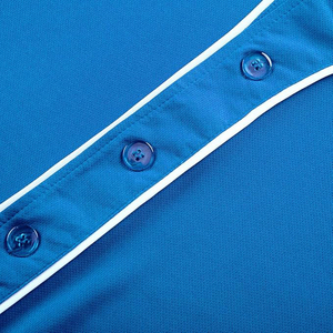 Maillot de baseball bleu pour homme, manches courtes, boutonné, anti-humidité, couleur unie, coupe classique, vêtements de sport pour adulte - Product Image 4