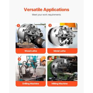 6-Inch 6-Jaw Lathe Chuck with Self-Centering Feature D1-4 <b>Cam</b> <b>Lock</b> Backing Plate 0.12-5.71 (3-145 Mm) Clamping Range - Product Image 6