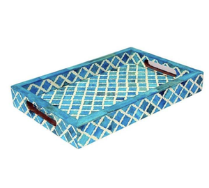 Elegante Bandeja con Incrustaciones de Hueso Animal Pulido, Hecha a Mano, de Lujo, para Servir y Decorar el Hogar, Ecológica, al Mejor Precio - Product Image 1