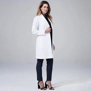Blouse de laboratoire blanche tissée pour femmes, uniforme d'hôpital, blouse de médecin, 3 poches, fermeture à boutons-pression - Product Image 4