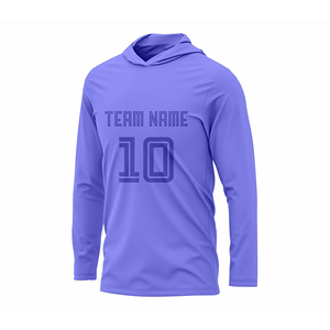 Maillot de football personnalisé bleu à manches longues avec capuche, nom de l'équipe imprimé par sublimation, évacuation de l'humidité, vêtements unisexes pour adultes - Product Image 5