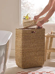 Nouveau design, best-seller : Panier en jonc de mer fait main, naturel et écologique, organisateur de rangement, décoration intérieure, multi-usages, pour la lessive - Product Image 4