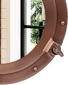 Whitecap Teak <b>Porthole</b> <b>Mirror</b> Nautical Wooden Wall <b>Mirror</b> with Brass Finished Coastal Home Decor - Product Image 3