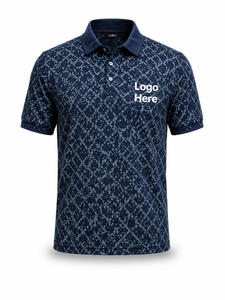 Men's <b>Navy</b> <b>Blue</b> Solid Short Sleeve Button-Up <b>Shirt</b> Knitted Polyester Cotton Breathable Casual Style Embroidered Custom Logo - Product Image 2