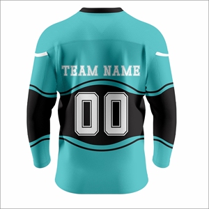 Custom Printed <b>Mesh</b> Hockey Jersey V Neck Team Uniform Long Sleeve Sports Shirt Spring Summer Front Name Number OEM ODM Supplier - Product Image 3