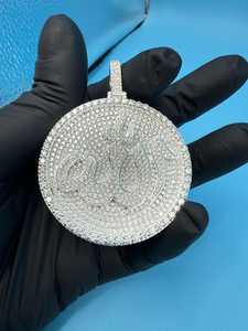 Pendentif Cercle Hip Hop en Argent 925 avec Symbole Religieux Islamique Allah, Sertissage Pavé de Pierres, pour Musulmans Arabes - Product Image 6