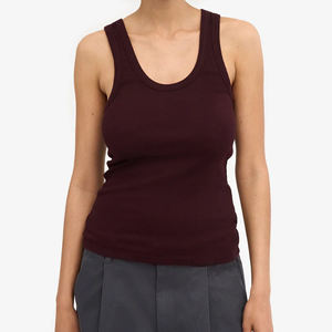 Top Corto de Tirantes Finos de Algodón Acanalado con Cuello Redondo y Encaje, Ecológico y Casual, Personalizado para Mujer 2026 - Product Image 6