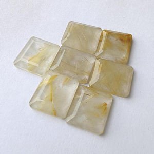 Piedra Preciosa Natural de Rutilo Dorado, Corte Cuadrado en Tableta, Calibrada con Reverso Plano para Fabricación de Joyería, Venta al Por Mayor - Product Image 4