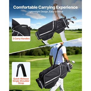 Borsa da golf con divisorio superiore a 14 scomparti e tasche portaoggetti a tutta lunghezza - Materiale PU per lo sport - Tracolla e copertura antipioggia - Product Image 6
