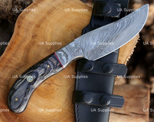 Couteau de chasse et de camping à lame fixe en acier Damas, manche en bois Pakka, lame de 4,5 pouces, longueur totale de 9 pouces, fabrication directe d'usine, OEM/ODM disponible - Product Image 2