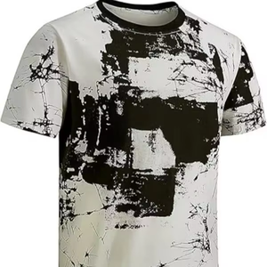 <b>Men's</b> Abstract Grunge Print T-Shirt Streetwear Short Sleeve Cotton Graphic Tee - Product Image 2