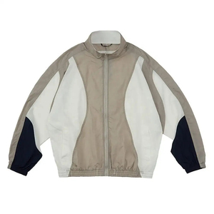 Veste à capuche zippée coupe-vent pour homme, color block, manches raglan, coupe oversize, col montant, style sportif, en polyester tissé, pour l'automne - Product Image 2