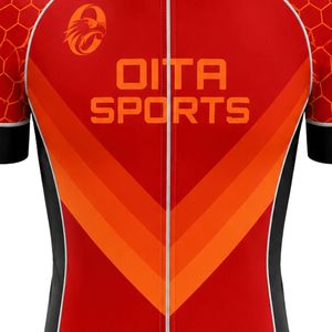 Ensemble de cyclisme rouge-orange pour hommes, maillot et short, uniforme de cyclisme professionnel, respirant, léger, vêtements de vélo pour l'entraînement en plein air - Product Image 5