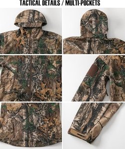 Men's Hooded <b>Camouflage</b> Fleece <b>Jacket</b> Windproof Polyester Regular Fit with Zipper Closure Autumn Casual Style - Product Image 2