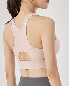 Women's Front <b>Zipper</b> Sports Bra | High Impact Racerback Gym Crop <b>Top</b> | Polyester Spandex Shockproof Workout Bralette - Product Image 1