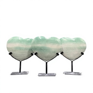 Sukabumi 15 cm Pierre Verte Cœur de Zéolite Style Cabochon Support Métallique Nouveauté Créative Pierre Naturelle Indonésienne Décoration Maison - Product Image 6