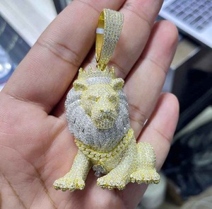 Exclusivo Colgante de Plata de Ley con Diamantes Moissanite VVS para Hombre, Diseño de León Estilo Hip Hop, Personalizado, para Venta al por Mayor - Product Image 2