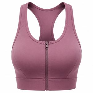 HMA SPORTS APPAREL เสื้อชั้นในกีฬาสำหรับผู้หญิงแบบ Racerback สีดำ ซิปด้านหน้า รองรับแรงกระแทกสูง ไร้ตะเข็บ สำหรับโยคะ ระบายอากาศได้ดี แห้งเร็ว น้ำหนักเบา - Product Image 2