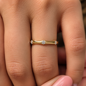 Minimalist 14K Solid Gold Flush Set Lab Grown Diamond DEF-VVS White Cut 0.35 CTW <b>Rhodium</b> Plated Eternity Wedding Band <b>Rings</b> - Product Image 2