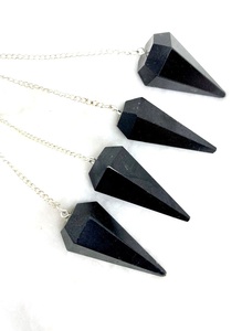 งานฝีมือหินกึ่งมีค่าสไตล์ลาพิสเงิิิสหินควอตซ์แกะสลักลูกตุ้มคริสตัลสีดำ - Product Image 2