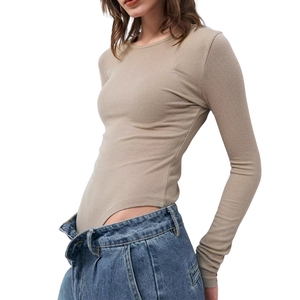 Mono de yoga de punto sin costuras con estampado acanalado para mujer, al por mayor, personalizado, de manga larga, cintura alta, efecto levantamiento de glúteos, ajuste regular - Product Image 1