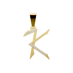 Colgante de Letra K de Oro de 18K con Diamantes Cultivados en Laboratorio Aarinya, con Diamantes Redondos de Corte Brillante, Colgante de Letra Inicial Moderno - Product Image 1