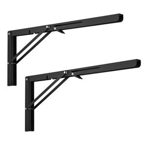 2 Pezzi Staffe Pieghevoli in Acciaio/Ferro per Mensole, 24FT L, Spessore 5mm, Nero Opaco, per Mensole Flottanti - Product Image 2