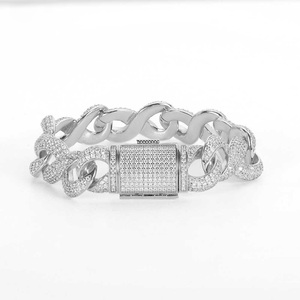 Mens Lab Grown Diamond 925 Silver Iced Out Interlocking Link Chain Cuban Style Luxury <b>Statement</b> <b>Necklace</b> Fashion Jewellery Bling - Product Image 5