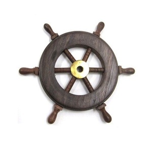 Wooden <b>Ship</b> <b>Wheel</b> Marine Voyage Display Designed to Inspire Seaside Interior Themes with Graceful Decorative Character - Product Image 1