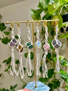 Premium Quality Colorful Stone And White Rope Keychain Holder Suitable For Gift And Decorative <b>Object</b> Handcrafted From India - Product Image 5