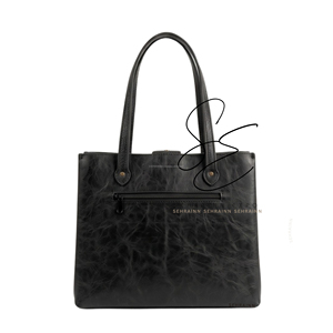 SEHRAINN Genuine Leather Vintage Tote Bag With Tooled Hasp Closure Daily Use Women's Handbag Black Office Shoulder Purse - Product Image 4