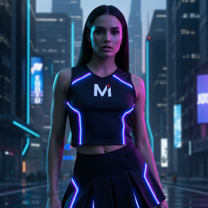 ชุดเชียร์ลีดเดอร์แบบซับลิเมชั่นสั่งทำพิเศษ ชุดเชียร์มืออาชีพ ยืดหยุ่นสูง เสื้อผ้าส่งเสริมจิตวิญญาณทีม สำหรับการแข่งขันในโรงเรียน - Product Image 6