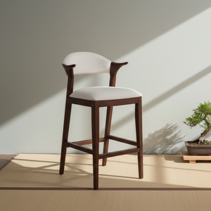Chaise de bar Qui en teck massif, finition naturelle, style scandinave moderne, qualité commerciale supérieure, design personnalisé, écologique, durable, pour café - Product Image 3