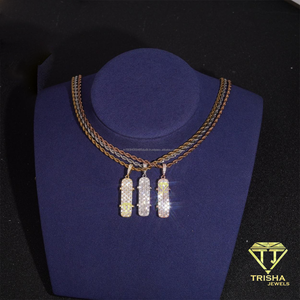 Hip Hop Skateboard Moissanite Diamond Pendant Necklace Made with 925 Sterling Silver Iced Out Baguette Stones and <b>Rope</b> <b>Chain</b> - Product Image 4