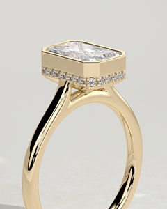 Anillo de Compromiso de Oro Sólido de 14K con Diamante Cultivado en Laboratorio de Corte Radiante de 3CT, Anillo de Boda con Halo Oculto y Engaste de Bisel - Product Image 2