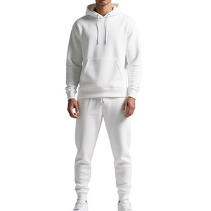 Conjunto Deportivo para Hombre 2026, Sudadera con Capucha Blanca, Manga Larga, Color Sólido, Casual, 100% Algodón, Transpirable, Corte Regular - Product Image 1