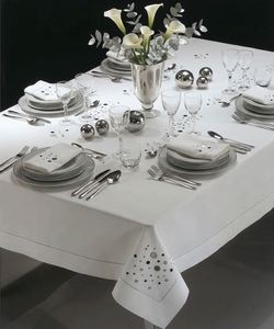 Wholesale Customized White Cotton Modern Embroidered Dots Durable Full Sizes Washable <b>Tablecloth</b> Home Hotel Events - Product Image 3