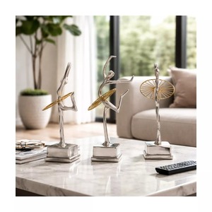 Contemporary Metal Figurine Set 3 Pcs Handmade Artistic Table <b>Decor</b> Living Room Sculptures - Product Image 1