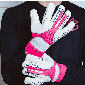 Gants de gardien de but de football blancs et roses en PU, à doigts entiers, antidérapants, respirants, avec sangle de poignet réglable, unisexe - Product Image 3