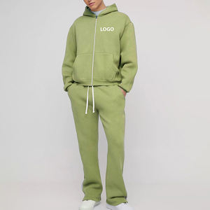 Ensembles de survêtements unisexes personnalisés en gros, comprenant un sweat à capuche oversize à épaules tombantes et un pantalon de survêtement de couleur unie, pour l'hiver, avec col à capuche uni - Product Image 4