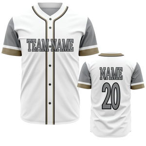 Camiseta de Béisbol Blanca de Manga Corta con Botones, Uniforme de Equipo Personalizado, Camisa Deportiva Transpirable de Poliéster - Product Image 1
