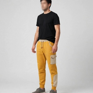 AMKOOR Pantalon de jogging jaune pour homme, taille élastique, cordon de serrage, poches latérales, décontracté, respirant, léger, en élasthanne, couleur - Product Image 3